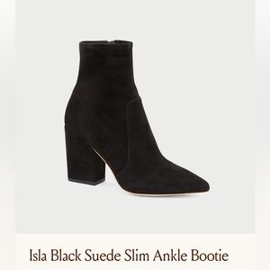 Loeffler Randall Isla Black Suede Slim Ankle Bootie size 7.5 NWOT